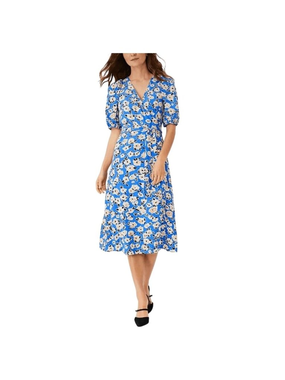 Ann Taylor Blue Floral Wrap Maxi Dress